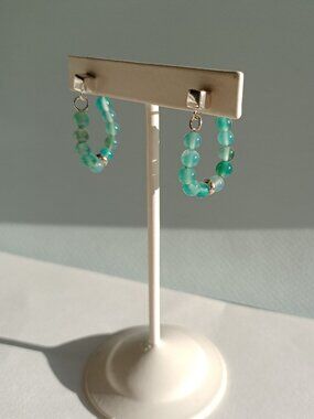 New light spruce blue agate with solid 925 Sterling silver earring